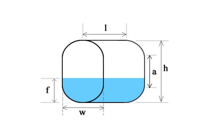 Oval fish tank size calculate