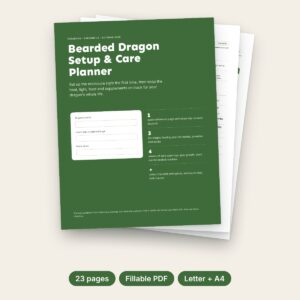Bearded Dragon Setup and Care Planner printable PDF pages