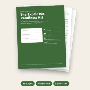 Exotic Pet Readiness Kit printable PDF pages