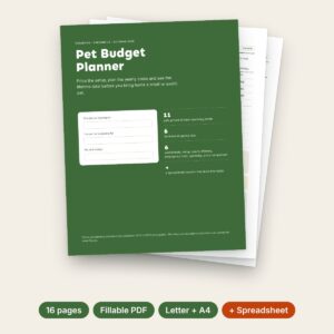Pet Budget Planner printable PDF pages